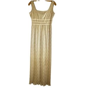 Liz Claiborne Night Maxi Dress Formal Evening Gown Sleeveless Gold Size 10